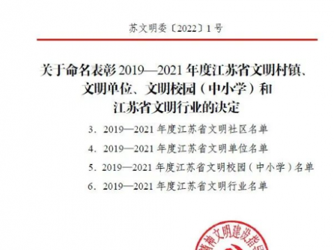 喜报！南宫28NG相信品牌力量电气连续6年蝉联“江苏省文明单位”荣誉称号